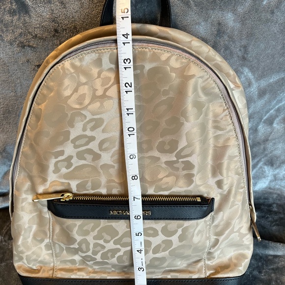 Michael Kors Morgan Truffle Leopard Medium Backpack - Black & Gold - Picture 12 of 13